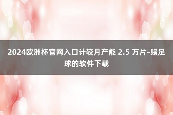 2024欧洲杯官网入口计较月产能 2.5 万片-赌足球的软件下载