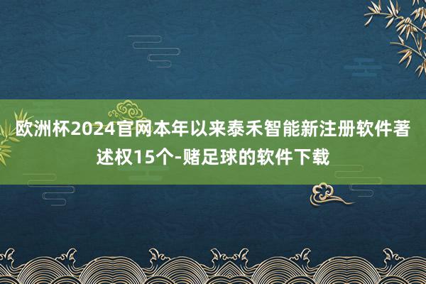 欧洲杯2024官网本年以来泰禾智能新注册软件著述权15个-赌足球的软件下载