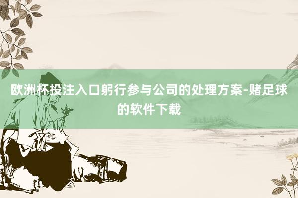 欧洲杯投注入口躬行参与公司的处理方案-赌足球的软件下载