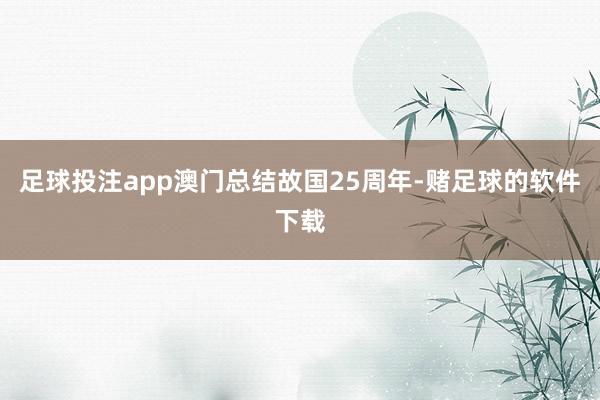 足球投注app澳门总结故国25周年-赌足球的软件下载