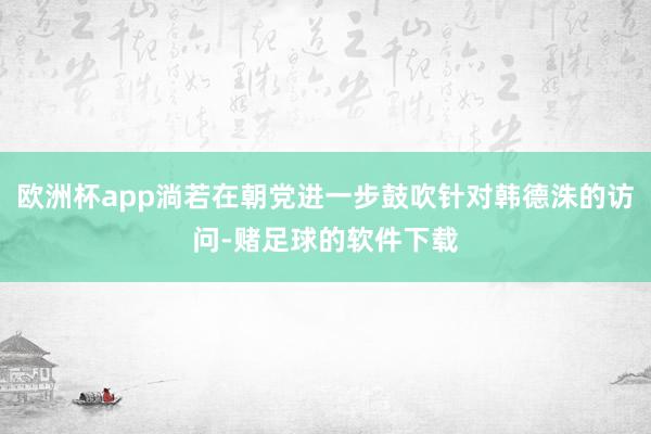 欧洲杯app淌若在朝党进一步鼓吹针对韩德洙的访问-赌足球的软件下载