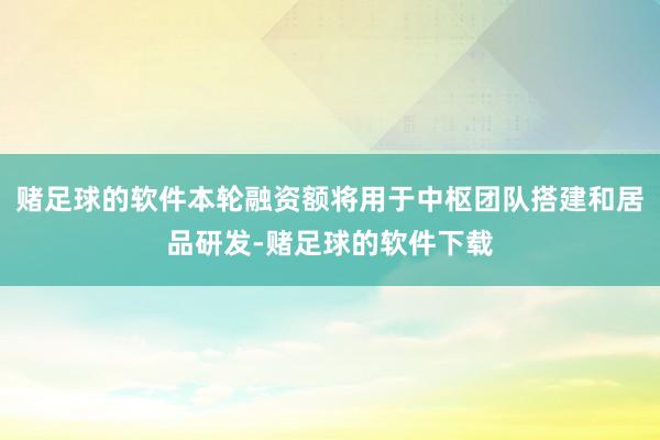 赌足球的软件本轮融资额将用于中枢团队搭建和居品研发-赌足球的软件下载