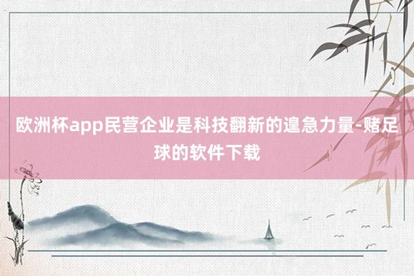 欧洲杯app民营企业是科技翻新的遑急力量-赌足球的软件下载