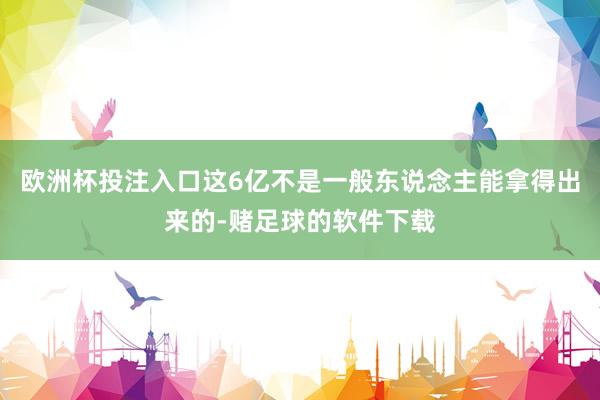 欧洲杯投注入口这6亿不是一般东说念主能拿得出来的-赌足球的软件下载