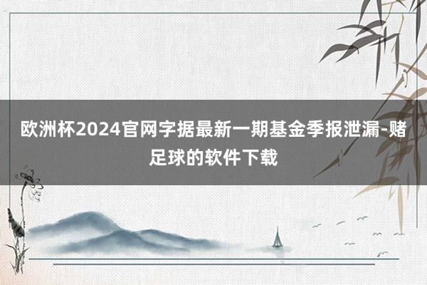 欧洲杯2024官网字据最新一期基金季报泄漏-赌足球的软件下载