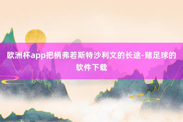 欧洲杯app把柄弗若斯特沙利文的长途-赌足球的软件下载