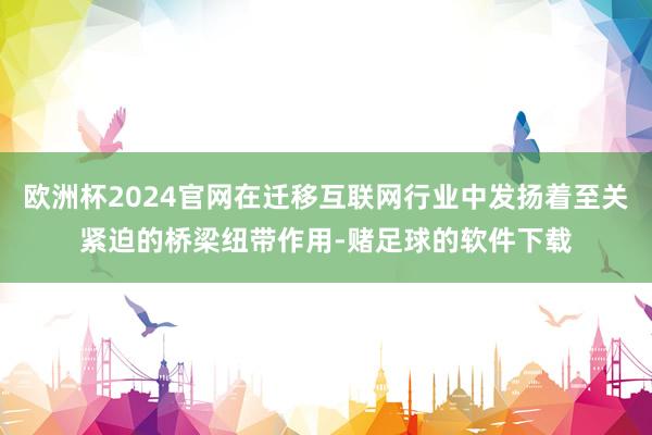 欧洲杯2024官网在迁移互联网行业中发扬着至关紧迫的桥梁纽带作用-赌足球的软件下载