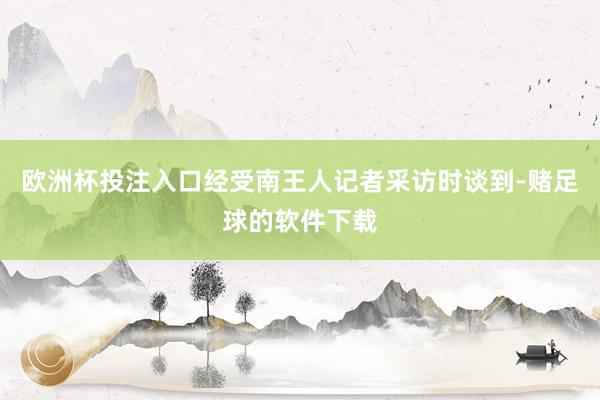 欧洲杯投注入口经受南王人记者采访时谈到-赌足球的软件下载