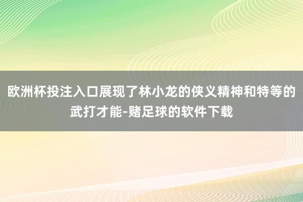 欧洲杯投注入口展现了林小龙的侠义精神和特等的武打才能-赌足球的软件下载