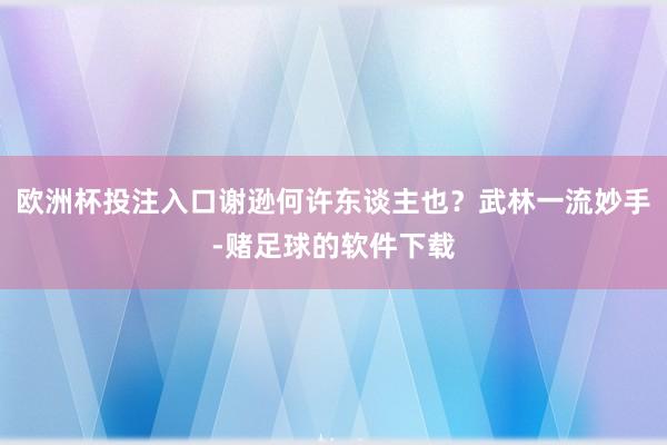 欧洲杯投注入口谢逊何许东谈主也？武林一流妙手-赌足球的软件下载