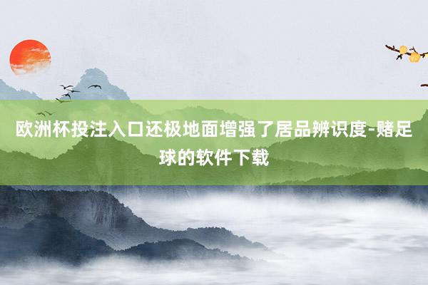 欧洲杯投注入口还极地面增强了居品辨识度-赌足球的软件下载