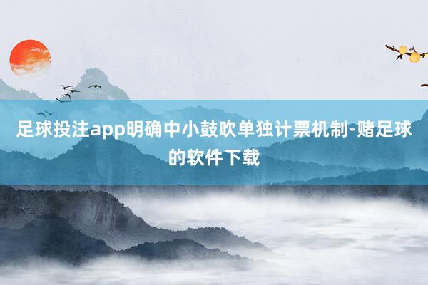 足球投注app明确中小鼓吹单独计票机制-赌足球的软件下载
