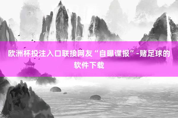 欧洲杯投注入口联接网友“自曝谍报”-赌足球的软件下载