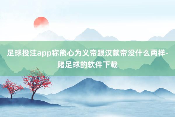 足球投注app称熊心为义帝跟汉献帝没什么两样-赌足球的软件下载