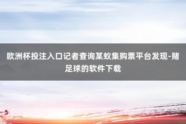 欧洲杯投注入口记者查询某蚁集购票平台发现-赌足球的软件下载