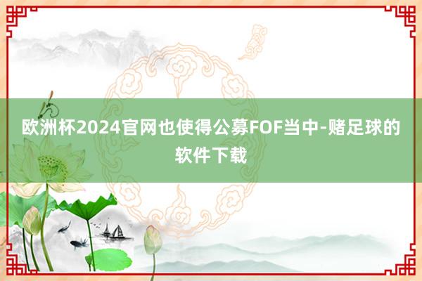 欧洲杯2024官网也使得公募FOF当中-赌足球的软件下载