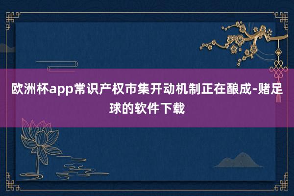 欧洲杯app常识产权市集开动机制正在酿成-赌足球的软件下载