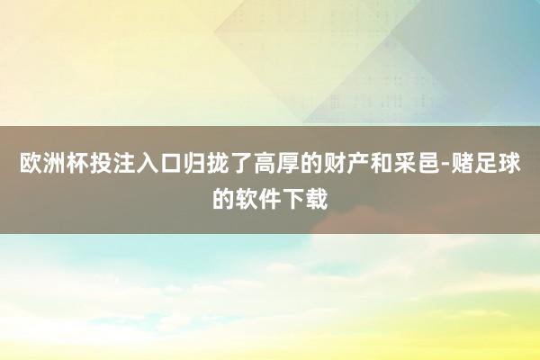 欧洲杯投注入口归拢了高厚的财产和采邑-赌足球的软件下载