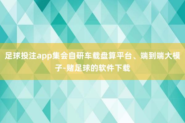 足球投注app集会自研车载盘算平台、端到端大模子-赌足球的软件下载