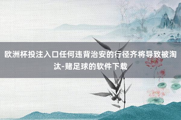 欧洲杯投注入口任何违背治安的行径齐将导致被淘汰-赌足球的软件下载