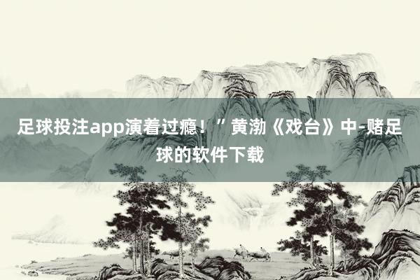 足球投注app演着过瘾！”黄渤《戏台》中-赌足球的软件下载