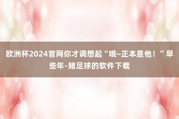欧洲杯2024官网你才调想起“哦~正本是他！”早些年-赌足球的软件下载