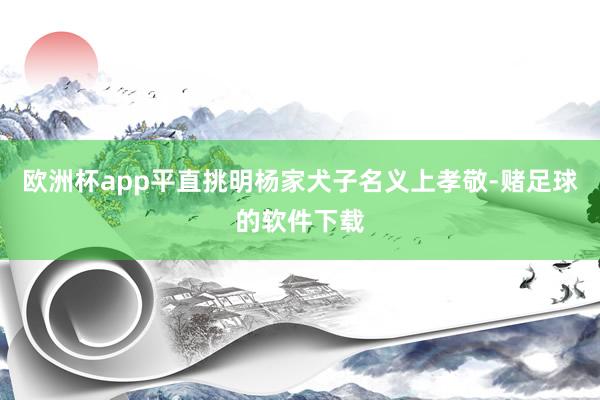 欧洲杯app平直挑明杨家犬子名义上孝敬-赌足球的软件下载