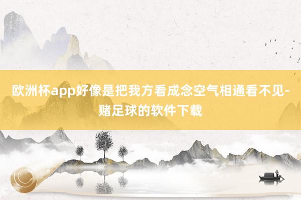 欧洲杯app好像是把我方看成念空气相通看不见-赌足球的软件下载