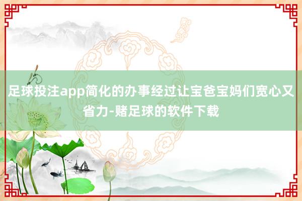 足球投注app简化的办事经过让宝爸宝妈们宽心又省力-赌足球的软件下载