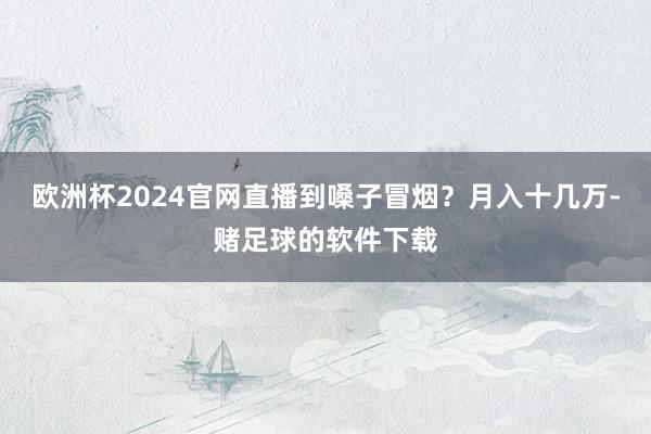 欧洲杯2024官网直播到嗓子冒烟？月入十几万-赌足球的软件下载