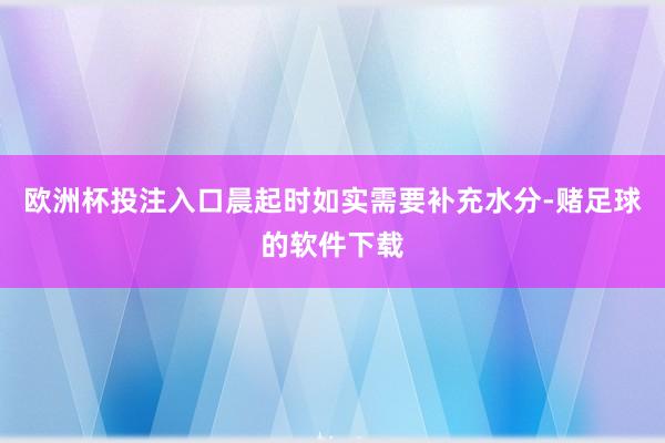 欧洲杯投注入口晨起时如实需要补充水分-赌足球的软件下载