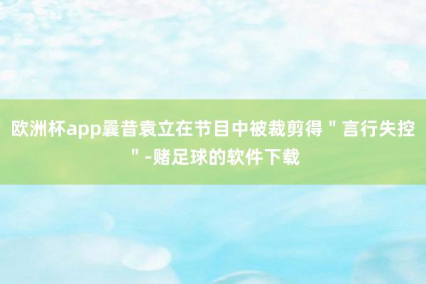 欧洲杯app曩昔袁立在节目中被裁剪得＂言行失控＂-赌足球的软件下载