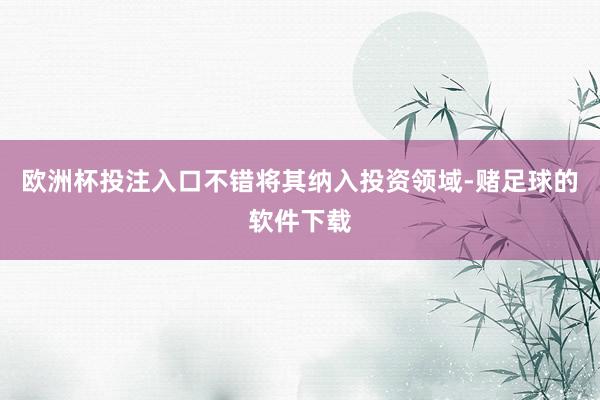 欧洲杯投注入口不错将其纳入投资领域-赌足球的软件下载
