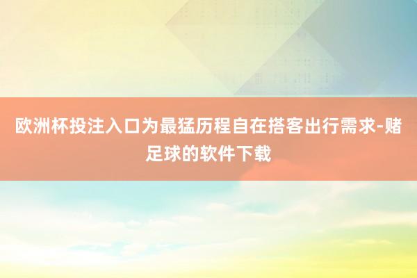 欧洲杯投注入口为最猛历程自在搭客出行需求-赌足球的软件下载
