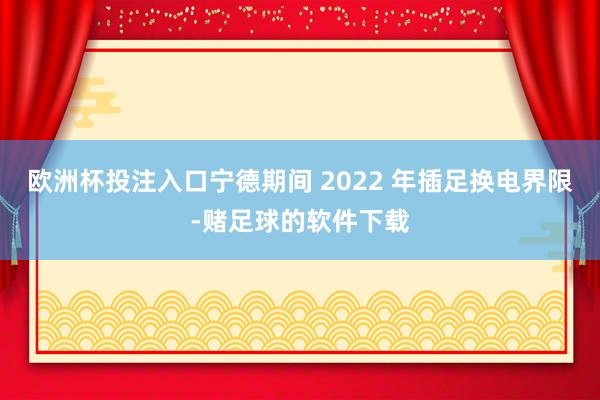 欧洲杯投注入口宁德期间 2022 年插足换电界限-赌足球的软件下载