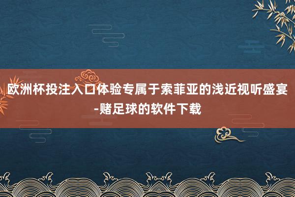 欧洲杯投注入口体验专属于索菲亚的浅近视听盛宴-赌足球的软件下载