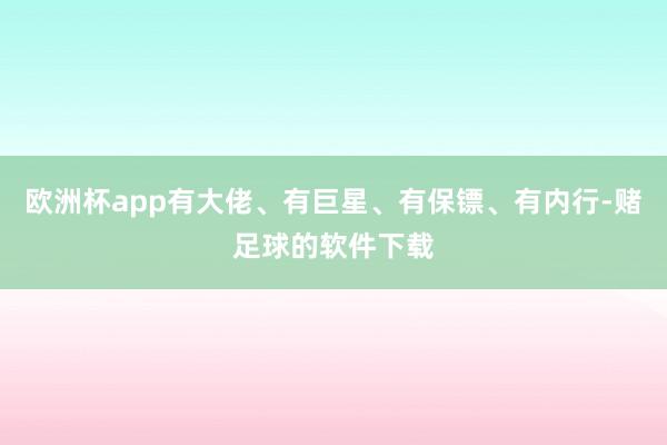 欧洲杯app有大佬、有巨星、有保镖、有内行-赌足球的软件下载