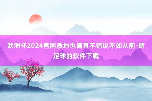 欧洲杯2024官网质地也简直不错说不如从前-赌足球的软件下载