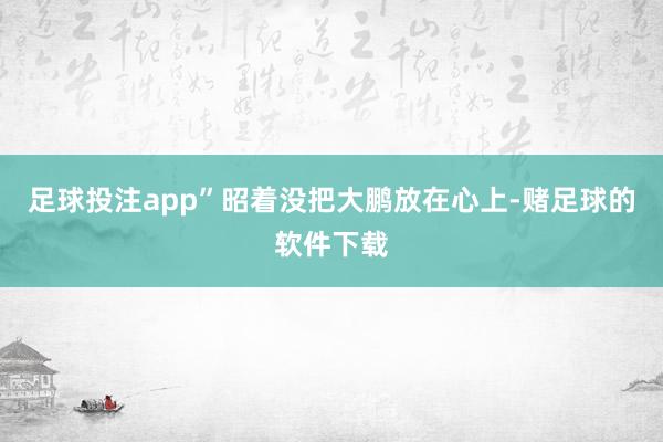 足球投注app”昭着没把大鹏放在心上-赌足球的软件下载