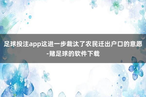 足球投注app这进一步裁汰了农民迁出户口的意愿-赌足球的软件下载