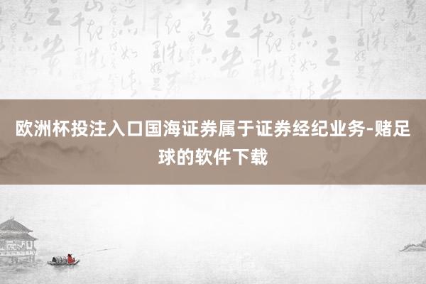 欧洲杯投注入口国海证券属于证券经纪业务-赌足球的软件下载