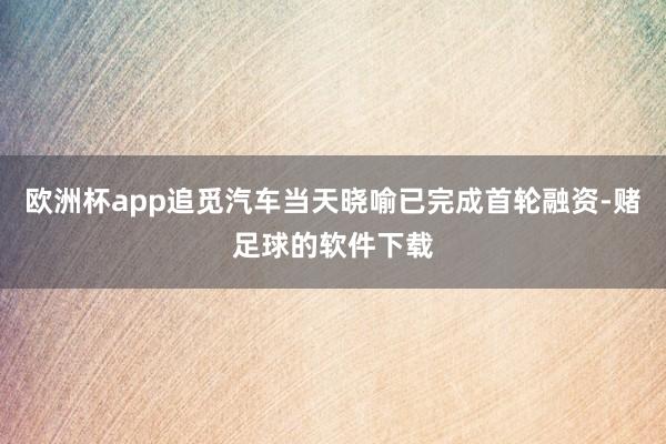 欧洲杯app追觅汽车当天晓喻已完成首轮融资-赌足球的软件下载