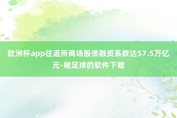 欧洲杯app往返所商场股债融资系数达57.5万亿元-赌足球的软件下载