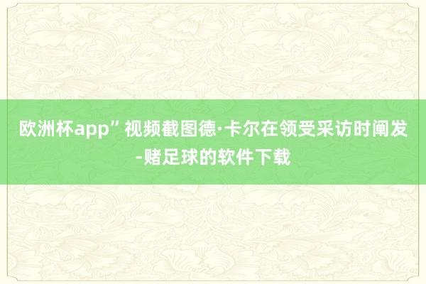 欧洲杯app”视频截图德·卡尔在领受采访时阐发-赌足球的软件下载