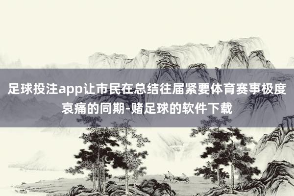 足球投注app让市民在总结往届紧要体育赛事极度哀痛的同期-赌足球的软件下载