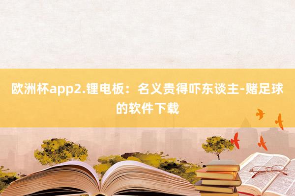 欧洲杯app2.锂电板:名义贵得吓东谈主-赌足球的软件下载