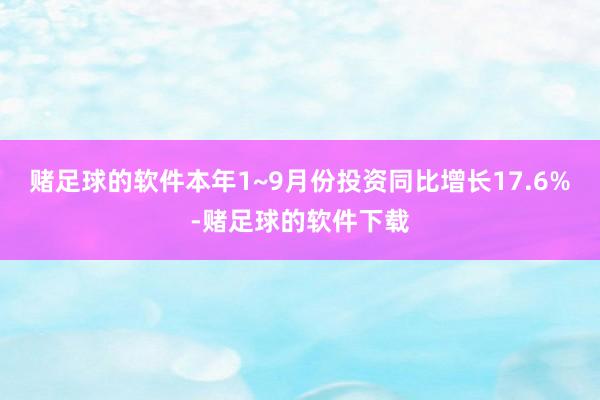 赌足球的软件本年1~9月份投资同比增长17.6%-赌足球的软件下载