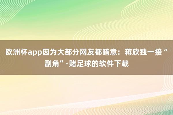 欧洲杯app因为大部分网友都暗意:蒋欣独一接“副角”-赌足球的软件下载