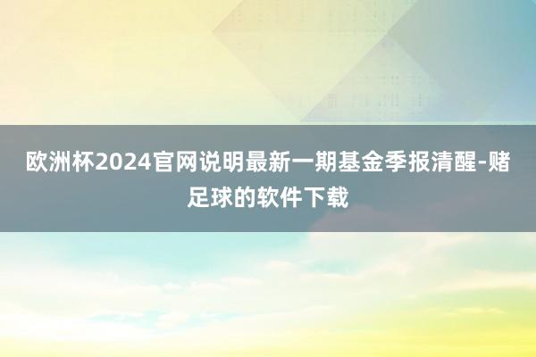 欧洲杯2024官网说明最新一期基金季报清醒-赌足球的软件下载