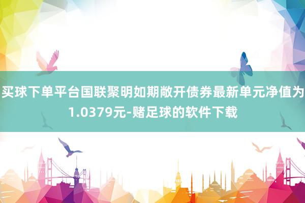买球下单平台国联聚明如期敞开债券最新单元净值为1.0379元-赌足球的软件下载